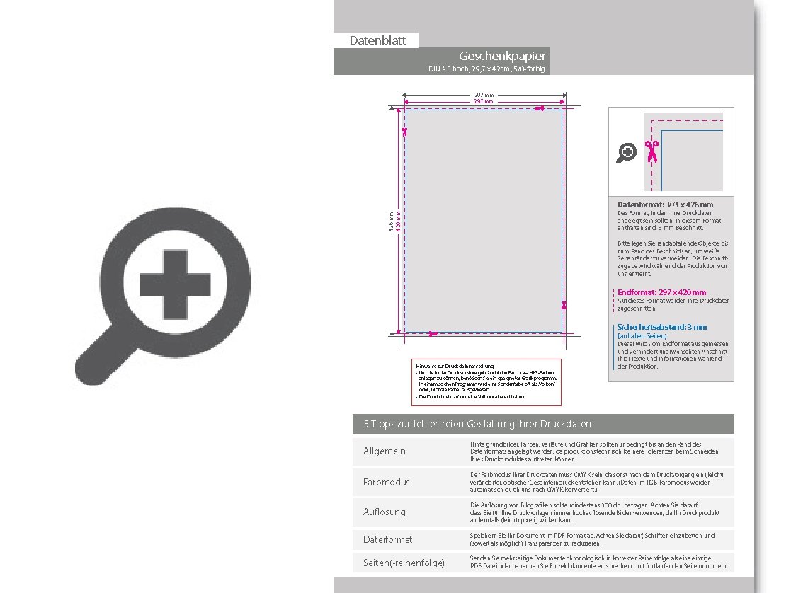 Product Bild geschenkpapier_din_a3_(297_x_420_mm)_einseitig_5_0-farbig_bedruckt_(cmyk_+_1_sonderfarbe)