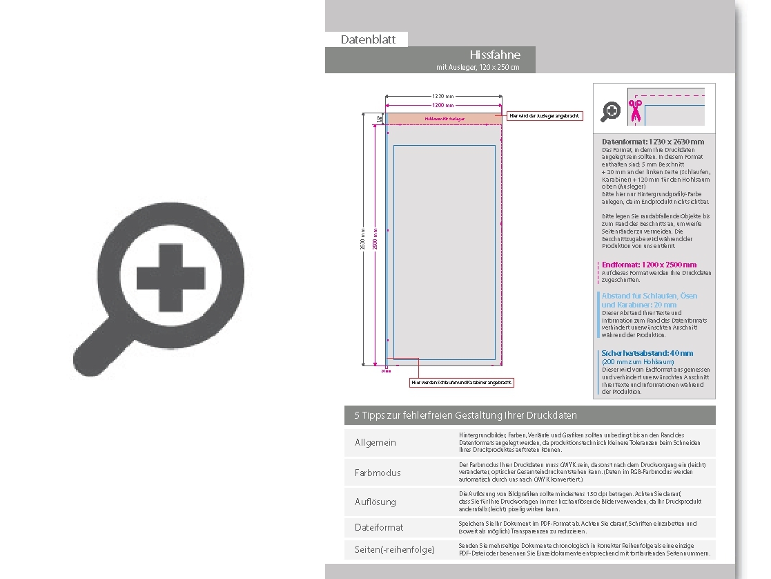 Product Bild hochwertige_hissfahne_f__r_masten_mit_ausleger__120_x_250_cm__4_0-farbig_bedruckt