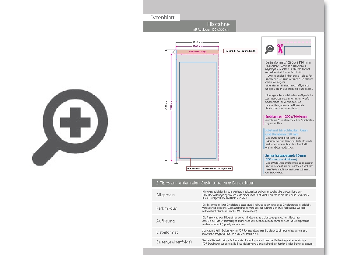 Product Bild hochwertige_hissfahne_f__r_masten_mit_ausleger__120_x_300_cm__4_0-farbig_bedruckt