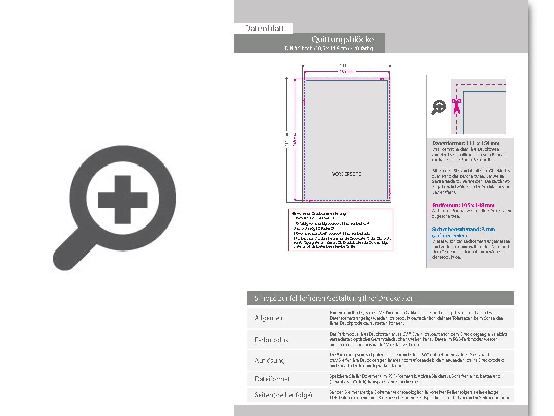 Product Bild quittungsblock_din_a6_hoch__4-fach__1_0-farbig__25_s__tze_je_block