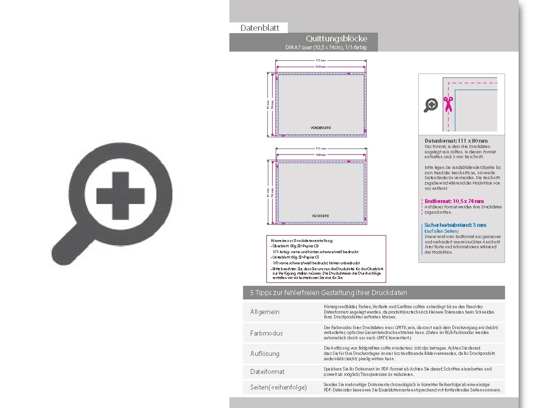 Product Bild quittungsblock_din_a7_quer__4-fach__1_1-farbig__100_s__tze_je_block