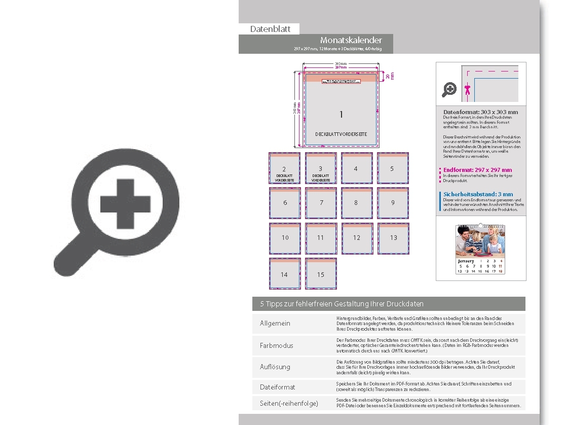 Product Bild monatskalender_15_blatt_(12_monate_+_3_deckbl__tter)__einseitig_bedruckt_4_0_farbig__quadrat_(297_x_297_mm)