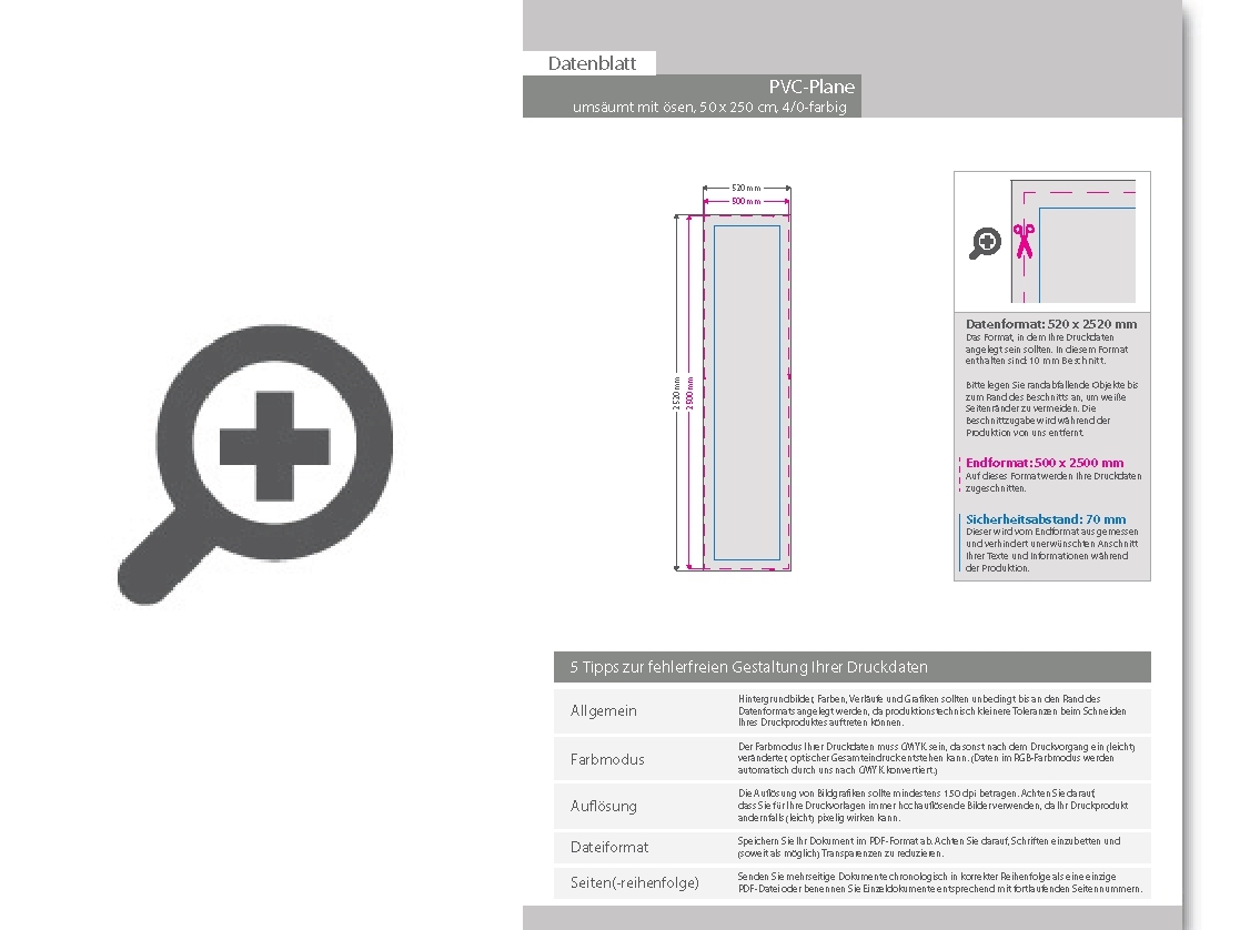 Product Bild hochwertige_pvc-plane_50_x_250_cm__4_0-farbig_bedruckt__ums__umt_+___sen_im_abstand_von_50_cm_links_und_rechts