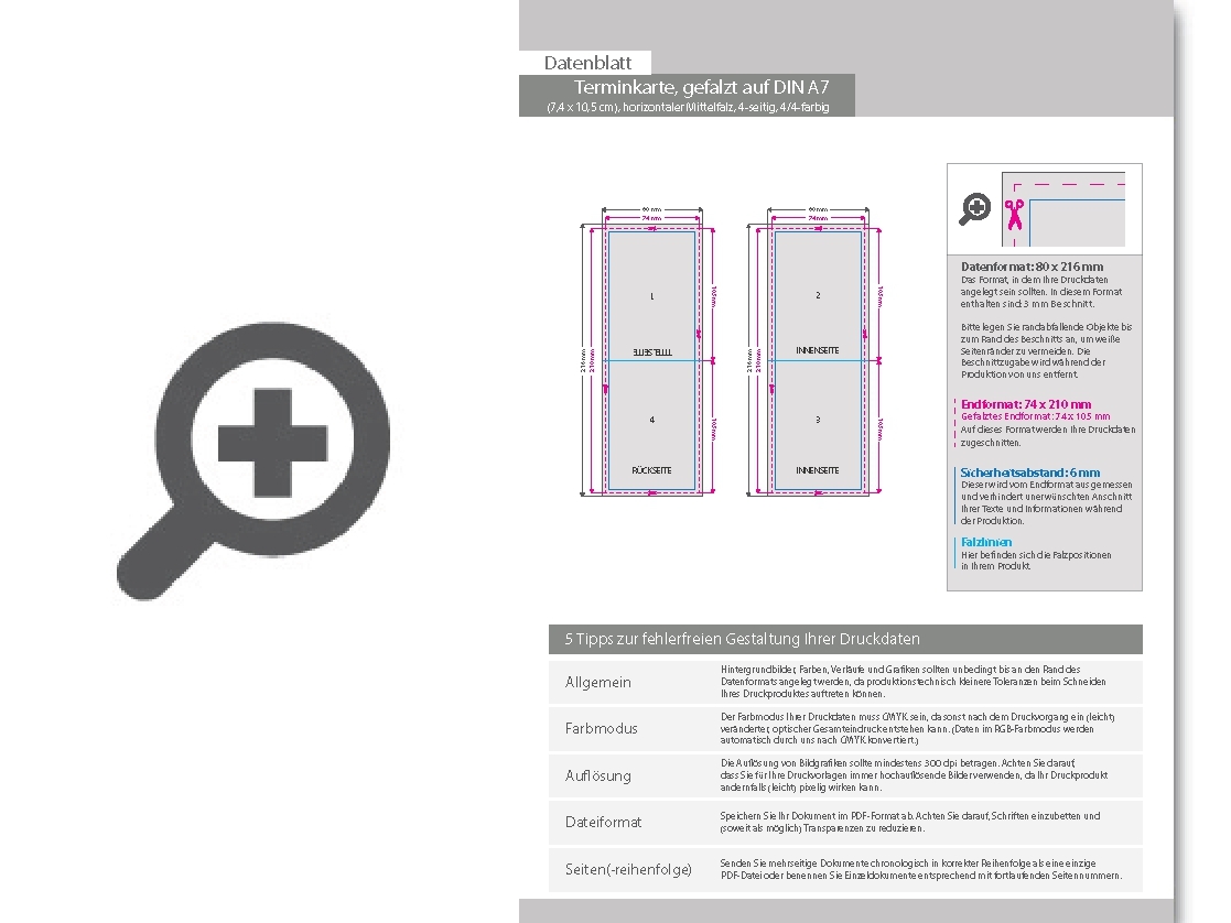 Product Bild terminkarte__gefalzt_auf_din_a7_(7_4_x_10_5_cm)__horizontaler_mittelfalz__4-seitig__4_4-farbig
